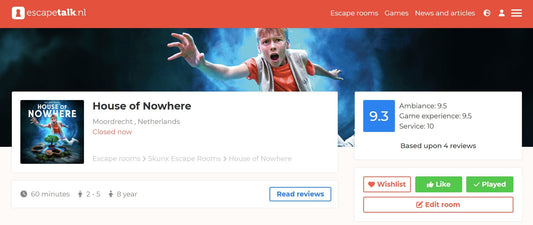 Skunx Escape Rooms: 9,3 op Escape Talk (House of Nowhere)